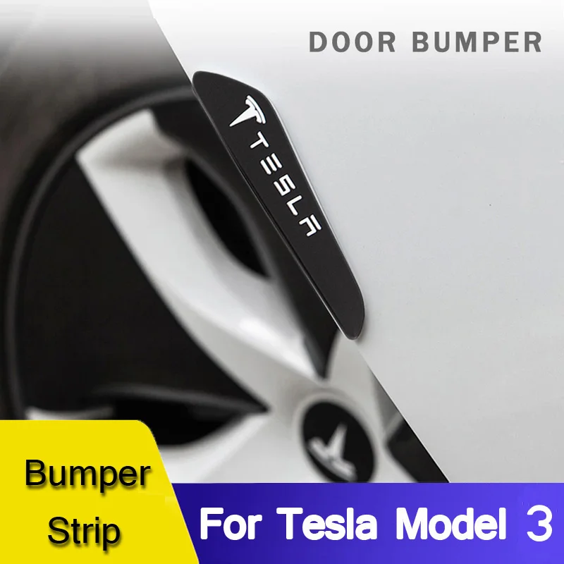 

For Tesla Model 3 Car Door Edge Bumper Strip Protective Film Scuff Stickers 2017 2018 2019 2020 2021 Crash Bar Strip Universal