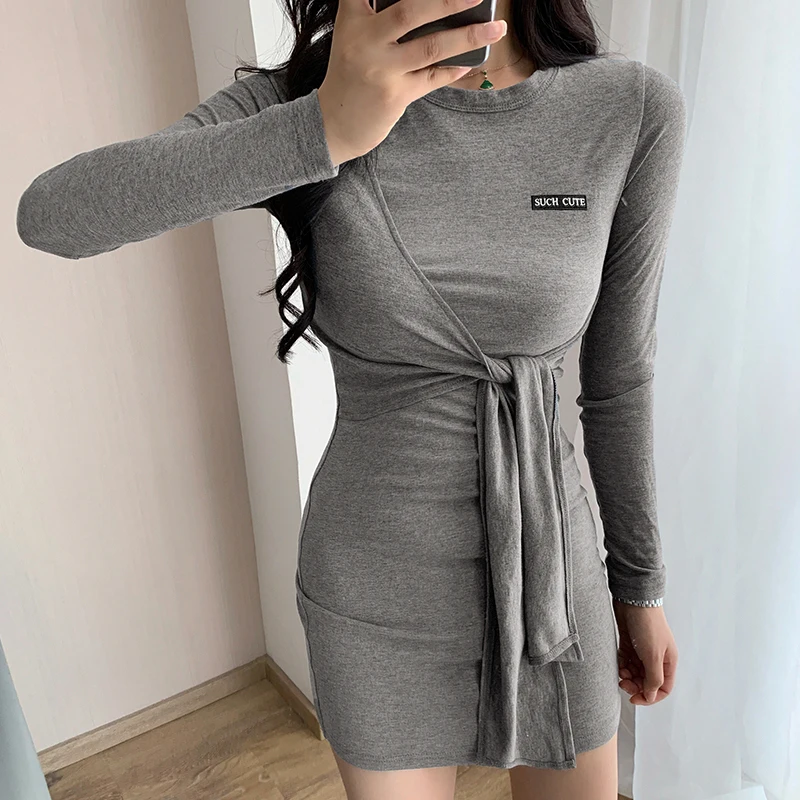 

Rockmore Sexy Bodycon Dresses Women O-Neck Long Sleeve Mini Dress Hollow Out Bandage Dress Party Spring Streetwear Female 2021