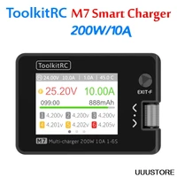 toolkitrc m7 200w 10a dc balance charger discharger for 1 6s lipo battery with voltage servo checker esc receiver signal tester
