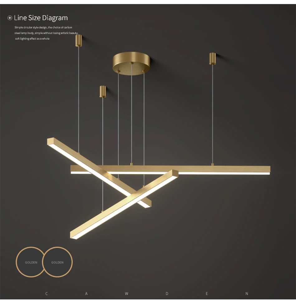 New Modern LED Chandelier Lighting Brief Gold Home Decoration Hanglamp Living Dining Room Light Fixtures Kitchen Island Lamp