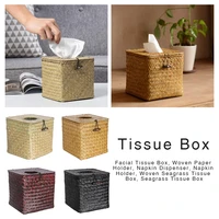 square tissue box cover tissue holder seaweed hand woven paper towel napkin dispenser for home restaurant
