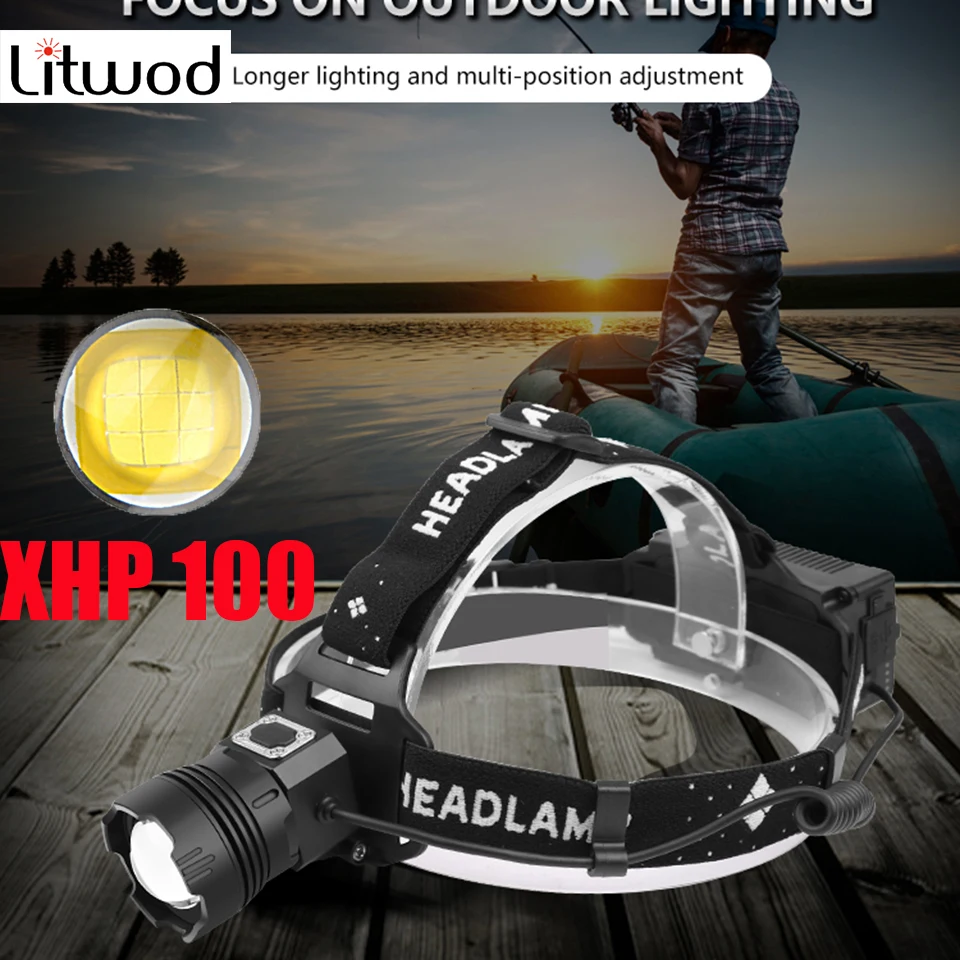 Встроенный Батарея XHP100 9 core Сенсор светодиодный налобный фонарь Power Bank 7800 мАч фара