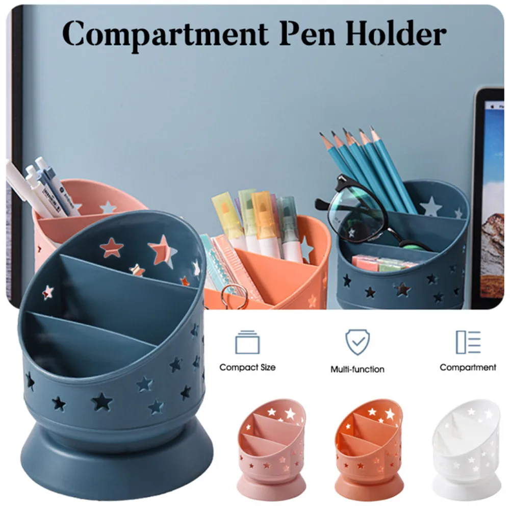 

3 Compartments Desk Organizer Pen Holder Makeup Brush Holder for Home Office Desk Storage Box Multifunction