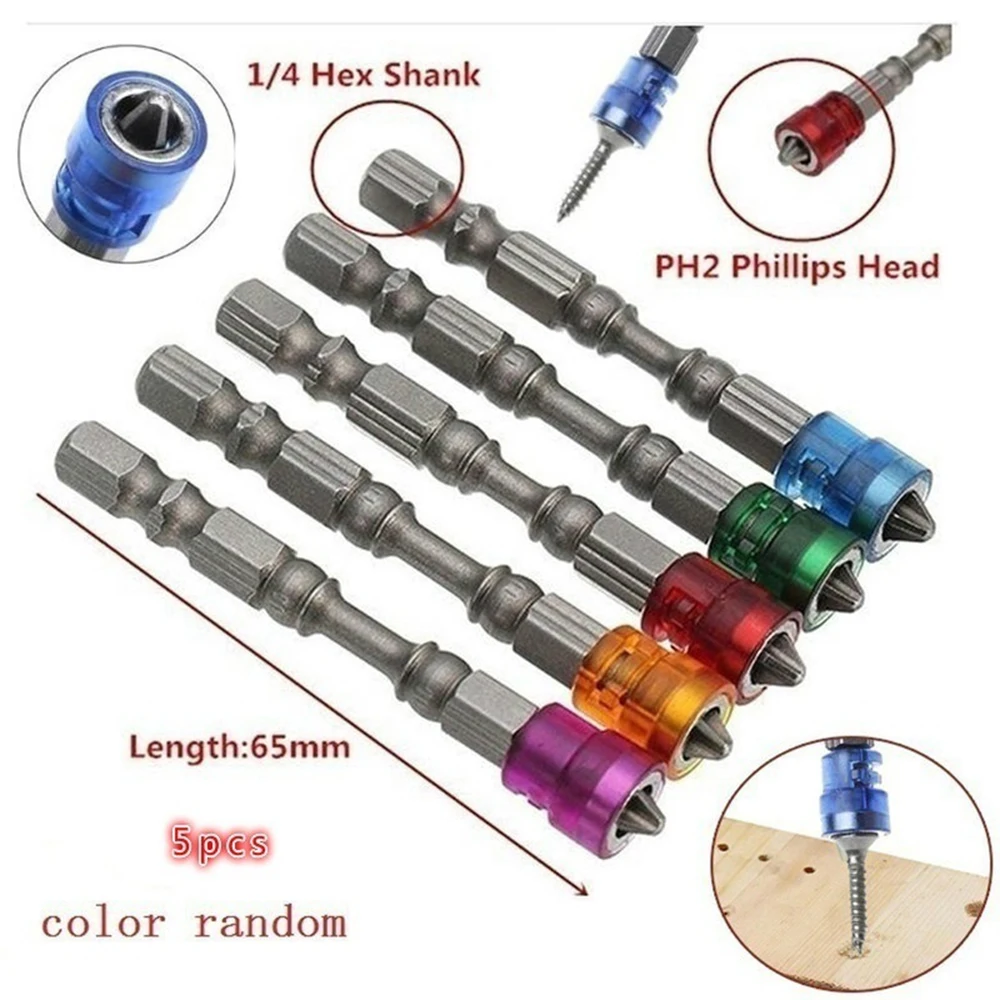 

5pcs/set 65mm Magnetic Drill Screwdriver Bits S2 Steel Cross Head Tool Accessories Set new in 2019