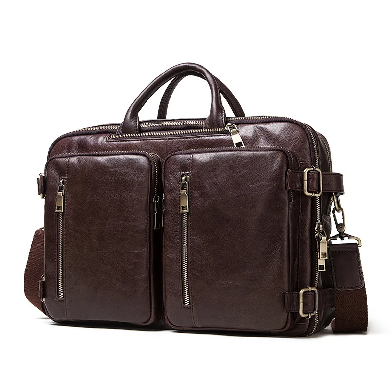 Large Capacity Men Briefcases Genuine Leather Business Document Bags For Men Leather Laptop Bag Male Travel Totes Bag