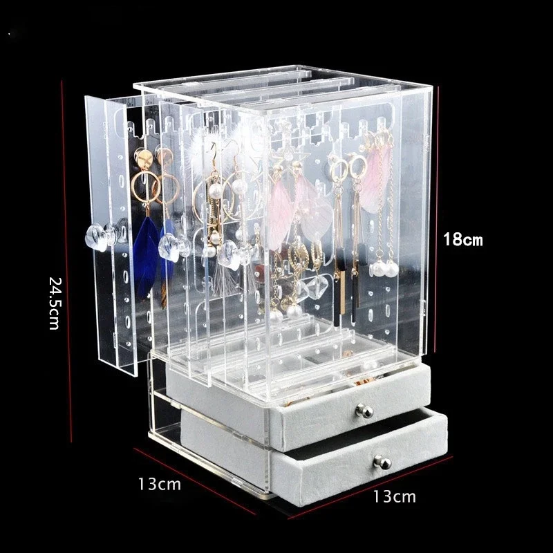 plastic jewelry organizer dust proof earrings holder jewelry storage drawer box necklace display stand jewelry storage rack ring free global shipping