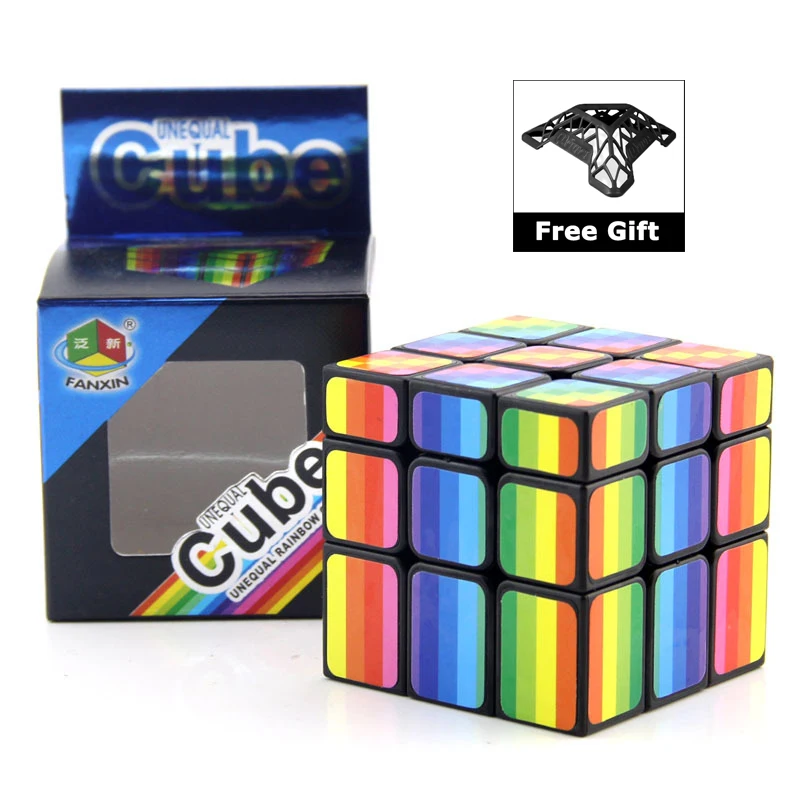 

FANXIN Rainbow Mirror 3x3x3 Magic Cube Speed Puzzle Cube Professional Educational Smoothness Toys Gifts with Bracket 57mm