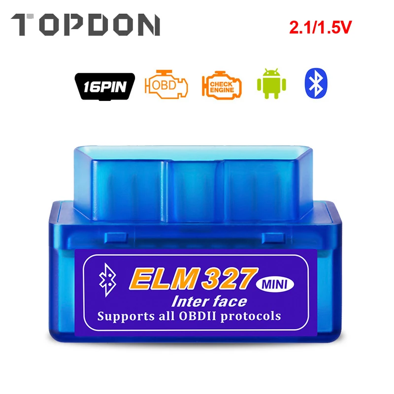 Автомобильный диагностический мини сканер TOPDON ELM327 Bluetooth V2.1 адаптер OBD2
