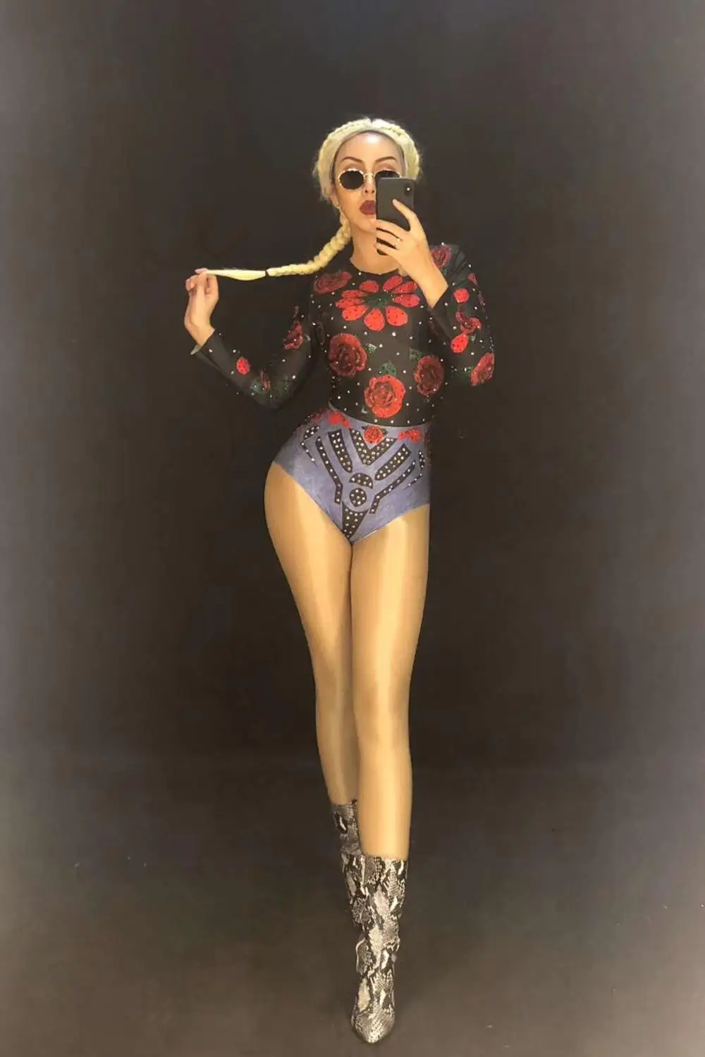 Женское боди с цветочным принтом откровенное трико для вечеривечерние в ночном