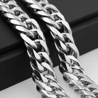 miami cuban chains for men hip hop jewelry wholesale silver color thick stainless steel big chunky necklace 13mm16mm19mm21mm