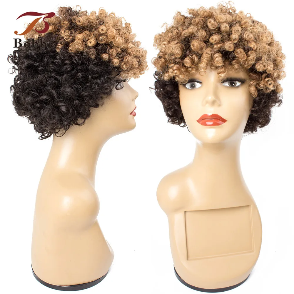 Bobbi коллекция Омбре афро стиль парик медовый блонд черный короткий фабричного