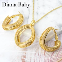 diana baby jewelry sets gold planted copper hot selling earrings pendent necklace for women new design for wedding party gift