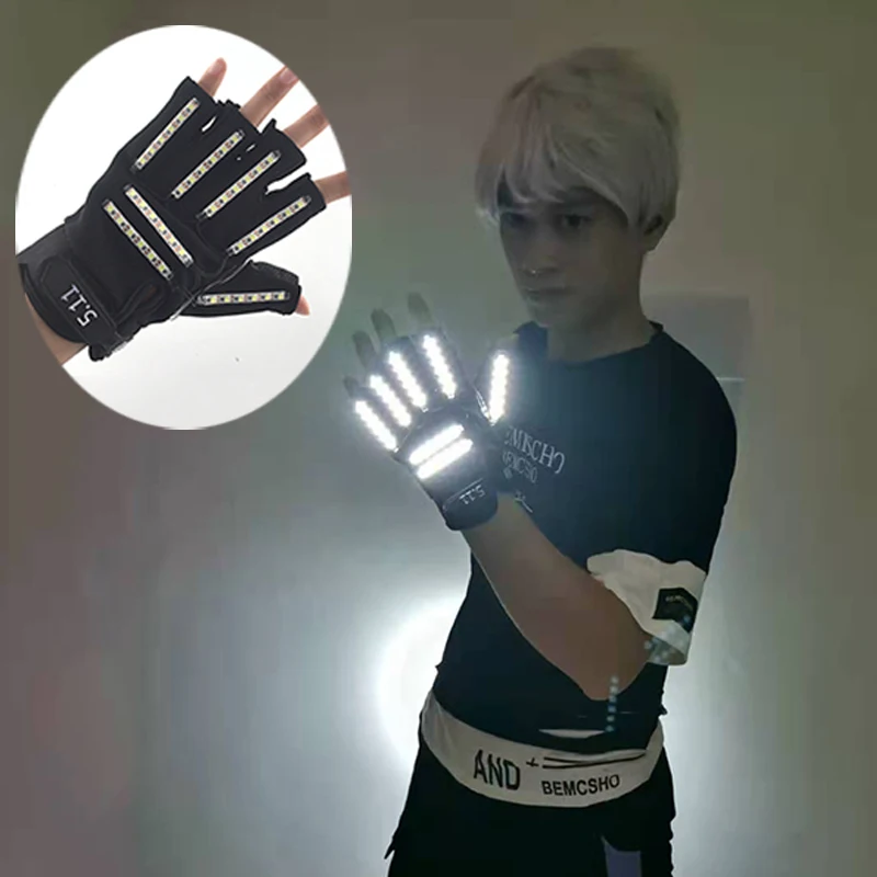 1 par de Guantes Led de 6 colores, accesorios para espect&aacute;culos de escenario, accesorios de iluminaci&oacute;n LED, suministros para fiestas brillantes, env&iacute;o gratis, (= 2 uds.)-0