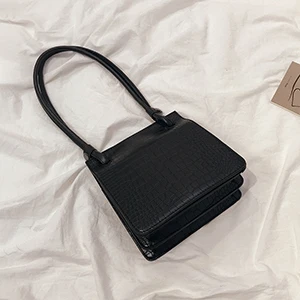 black Европейская мода, Аллигатор, женские сумки, новинка, из искусственной кожи, сумки через плечо, женские дизайнерские сумки, Крокодиловая Кожа, с клапаном - Цвет: black