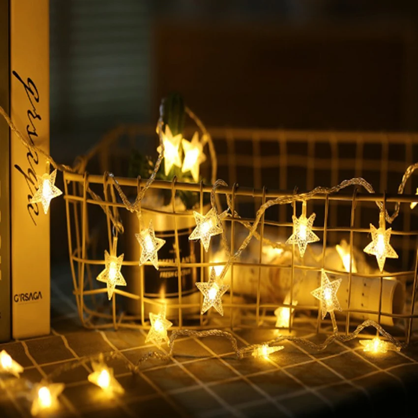 

10/20/30/40 Leds Star Shaped LED Fairy String Lights Battery Operated Holiday Christmas Party Wedding Decoration Fairy Lights