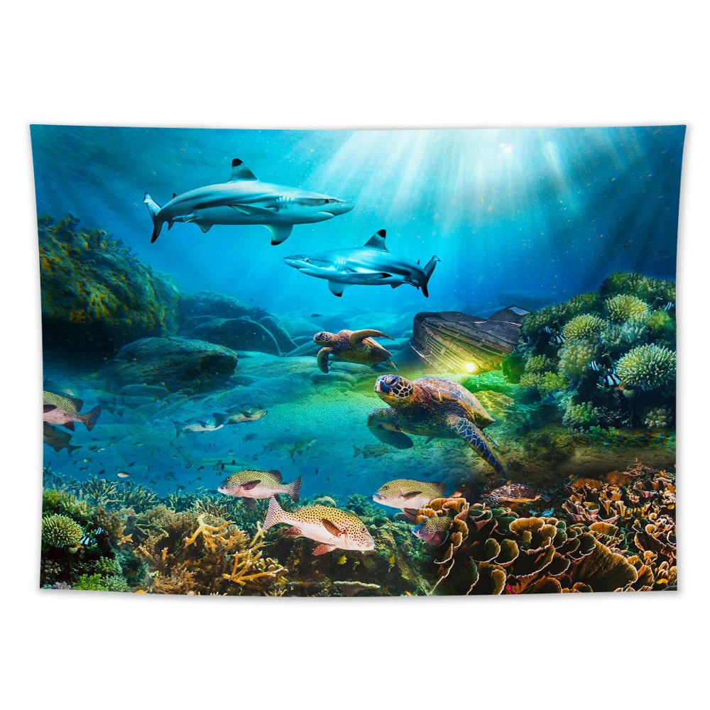 

Настенный гобелен с животным рисунком морской жизни домашний декор современное настенное пляжное покрывало домашний Декор настенный гобе...
