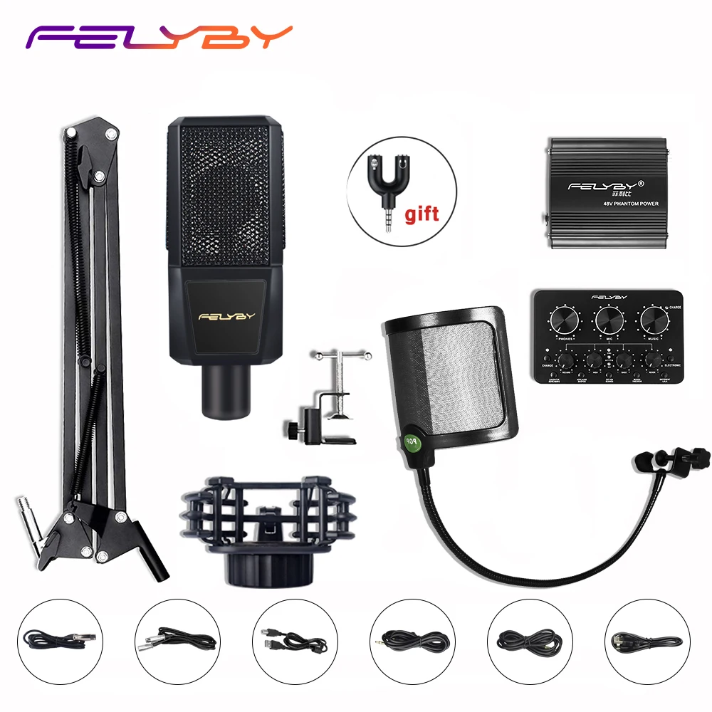 FELYBY bm 800 Модернизированный профессиональный конденсаторный микрофон BM1000 для