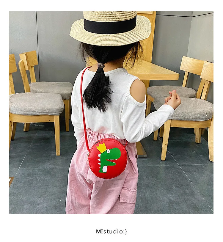 Детская мини-сумка из ПУ кожи сумка-мессенджер через плечо с милым динозавром