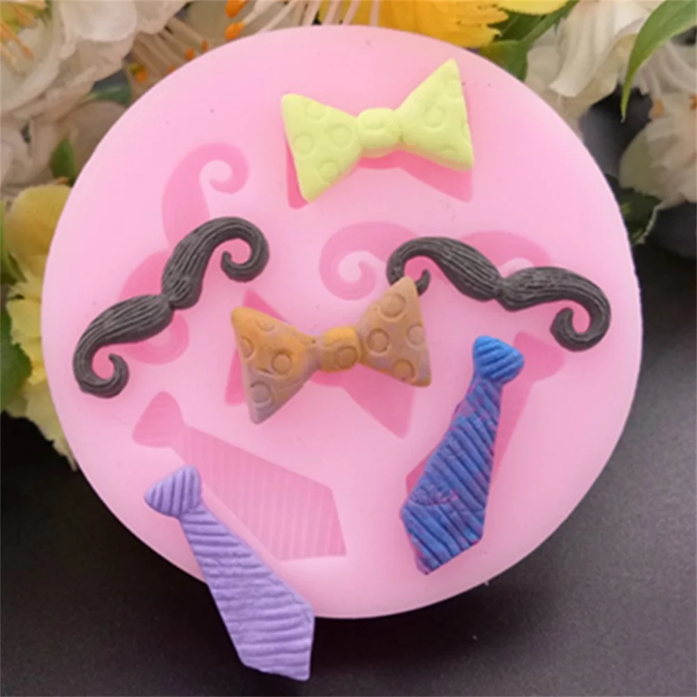 1 шт. для маленьких мальчиков Человек галстук бабоча и усы Fondant силиконовые формы