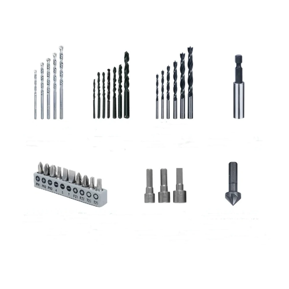 

33Pcs Durable Metal Twist Drill Bit Round Handle Masonry Woodworking Drill Bit Screwdriver Head Mixed Full Set For Power Tool