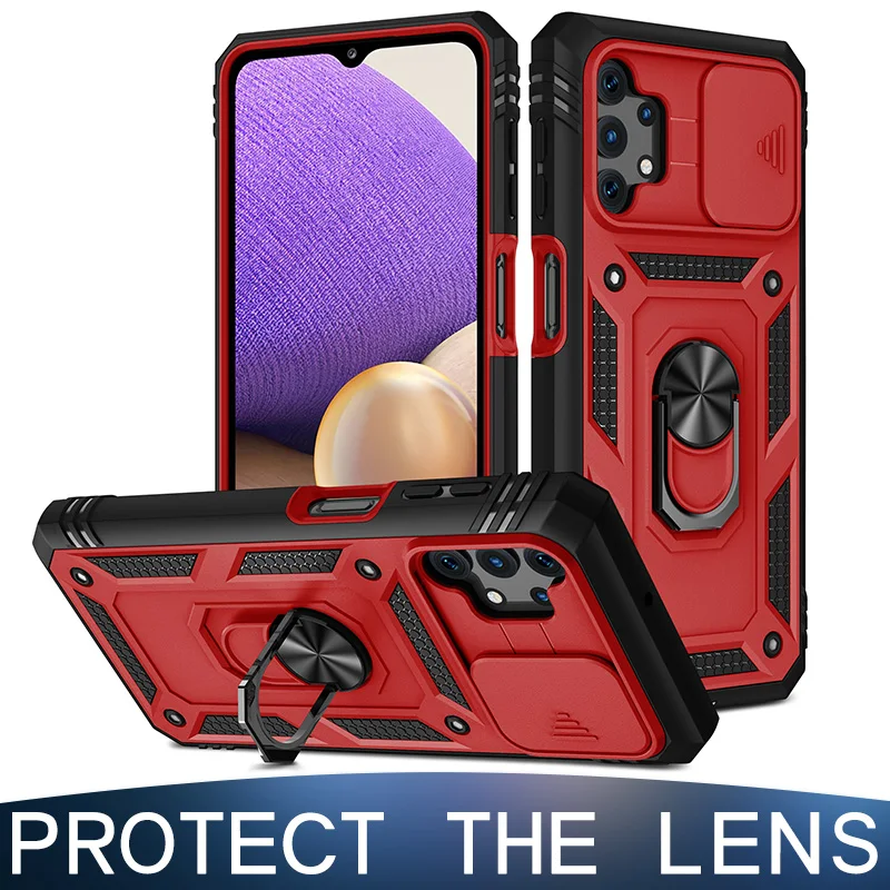 Military Card Armor Case For Samsung Galaxy S21 Ultra S20 FE S10 Plus Protect Lens Cover A72 A52 A42 A32 5G A12 A02 Fundas Coque