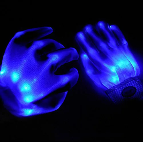 Blue light 1 шт. Хэллоуин светодиодные светящиеся перчатки новинка костяные светящиеся перчатки Радуга Рождество карнавал светящиеся перчатки неоновые вечерние принадлежности - Цвет: Blue light