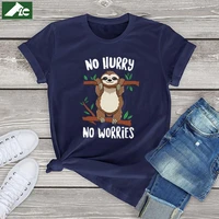 100 cotton kawaii sloth t shirts women no hurry loose graphic aesthetic tees unisex vintage t shirt sloth 90s anime clothes 3xl