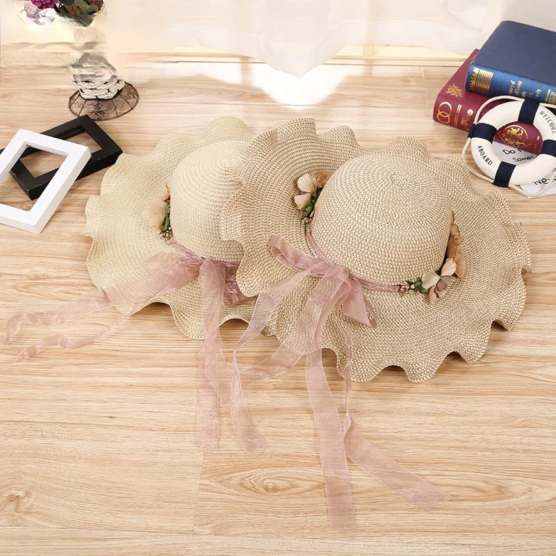 

New Zomer Wide Brim Sun Hat Women Straw Hat Cap Outdoor Holiday Women Beach Casual Floral Hat