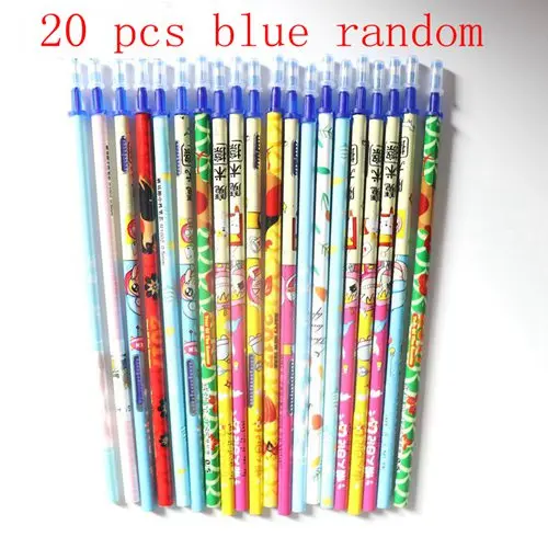 20Pc/Set Gel Pen Erasable Refill Office Magic Erasable Pen 0.5mm Blue Black Ink Pens Stationery School Writing Tool student Gift - Цвет графита: blue