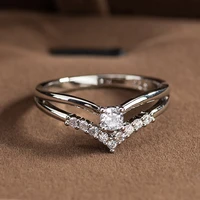 women ring silver color cubic zircon engagement classic rings for women elegant gift hot sale simple rhainstone ring jewelry