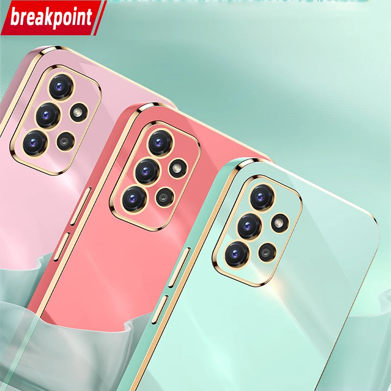 

Breakpoint For Samsung Galaxy A52 A72 A82 5G Case Silicone A22 A32 4G Phone Covers Square Plating Frame Back Bumper Protector