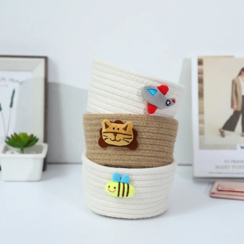

Storage Basket Accessories receive Desktop Cosmetics Snacks Sundries Round Hand-woven Baskets Nordic Style hone organization