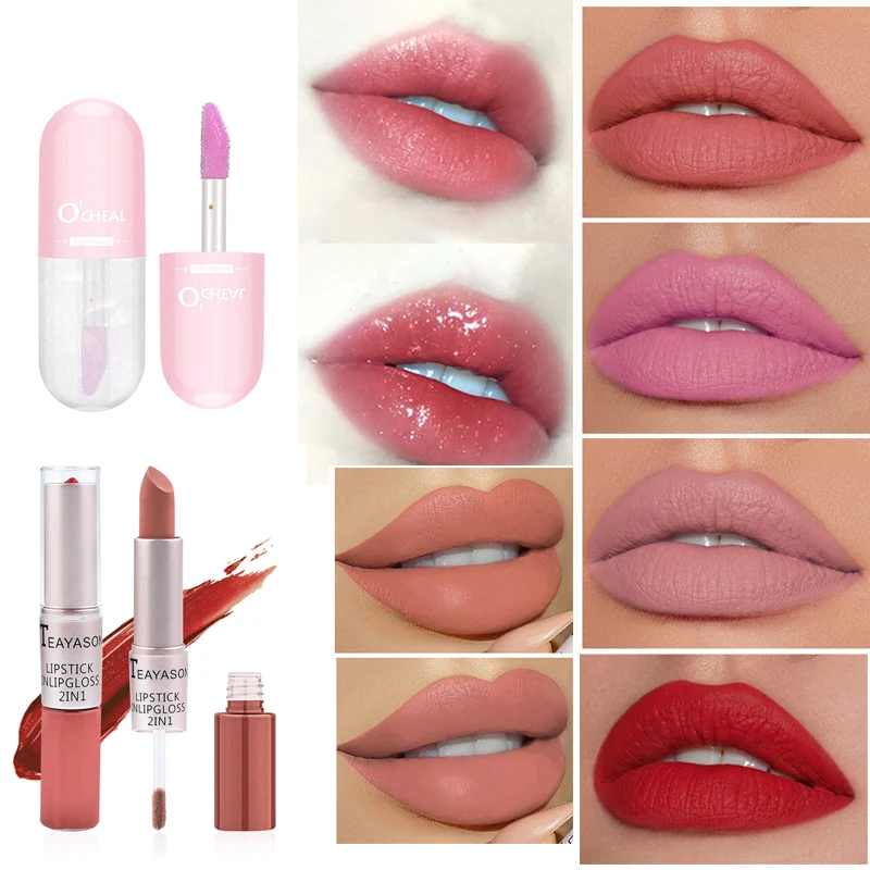 

Moisturizing Lip Gloss Capsule Plumper Oil Repairing Fine Lines Makeup Lipstick Waterproof Matte Velvet Red Lipgloss Tint Pen
