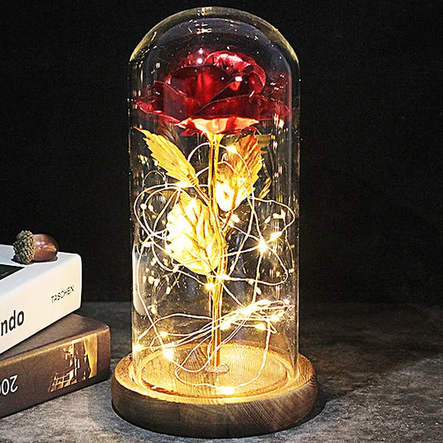 

Светодиодный светильник LED волшебный Galaxy розы вечная 24K Золотая фольга цветок Гирлянда в стеклянный купол для Рождественский подарок девушке на День святого Валентина