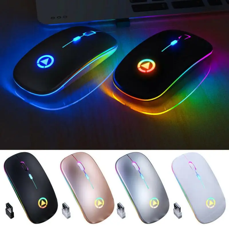 

Bluetooth-compatible Mouse RGB Rechargeable Mouse Wireless Computer Silent Mause LED Backlit Ergonomic Gaming Mouse For Laptop