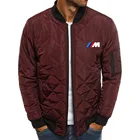 ОсеньЗима 2021, Мужская Новая приталенная стеганая куртка с Логотипом BMW, модная Повседневная Новая стеганая куртка с ромбовидным узором