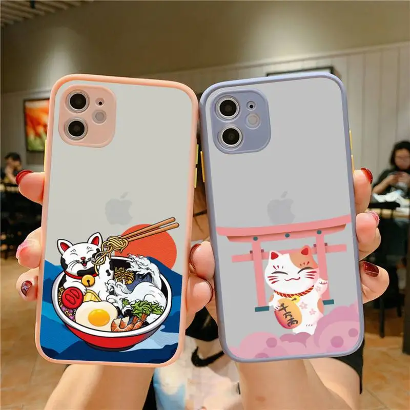 

Cute Japanese Cartoon Lucky Cat Phone Case for iPhone 11 12 13 mini pro XS MAX 8 7 6 6S Plus X 5S SE 2020 XR case