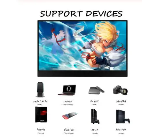 저렴한 17.3 인치 USB 타입-C IPS 스크린 휴대용 모니터, Ps4 스위치 Xbox 화웨이 전화 게임 모니터 노트북 LCD 디스플레이