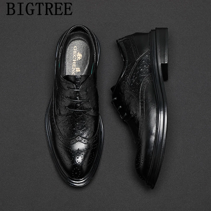 

Crocodile Shoes Men Elegant Brogue Shoes Men Classic Coiffeur Wedding Dress 2022 Italian Brand Formal Shoes Men Leather Ayakkabi