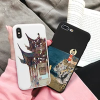cartoon scenery girl phone case for iphone 6s 7 8 plus se 2020 11 12 13 pro max x xr xs max soft silicone matte back cover funda
