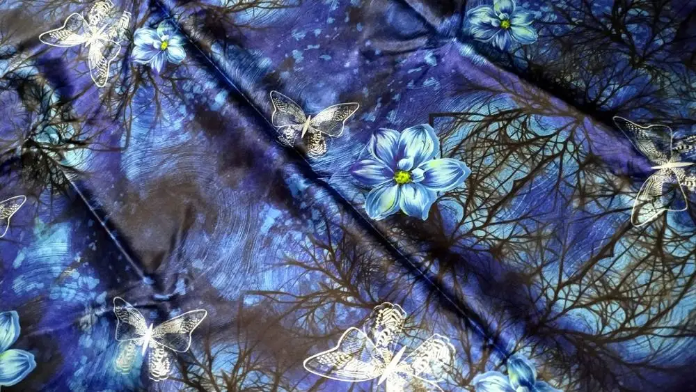 Новинка женские платья высокого качества компьютерные цифровые цветы синие