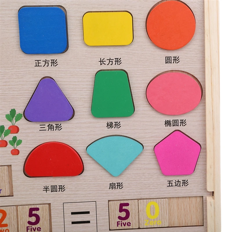 

Preschool Wooden Montessori Toys Count Geometric Shape Cognition Match Baby Early Education Digital Clock Wooden Toys