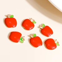 10pcslot 1214mm enamel red apple charms for earrings pendants bracelets making sweet fruit charms diy jewelry accessories