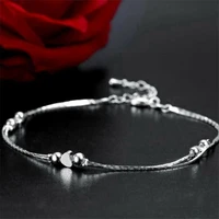 fashion ankle bracelet women 925 silver color anklet foot jewelry chain beach hear