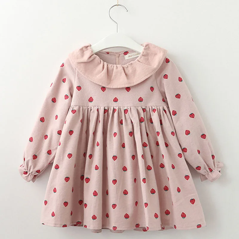 Платье принцессы с принтом фруктов детская одежда длинными рукавами
