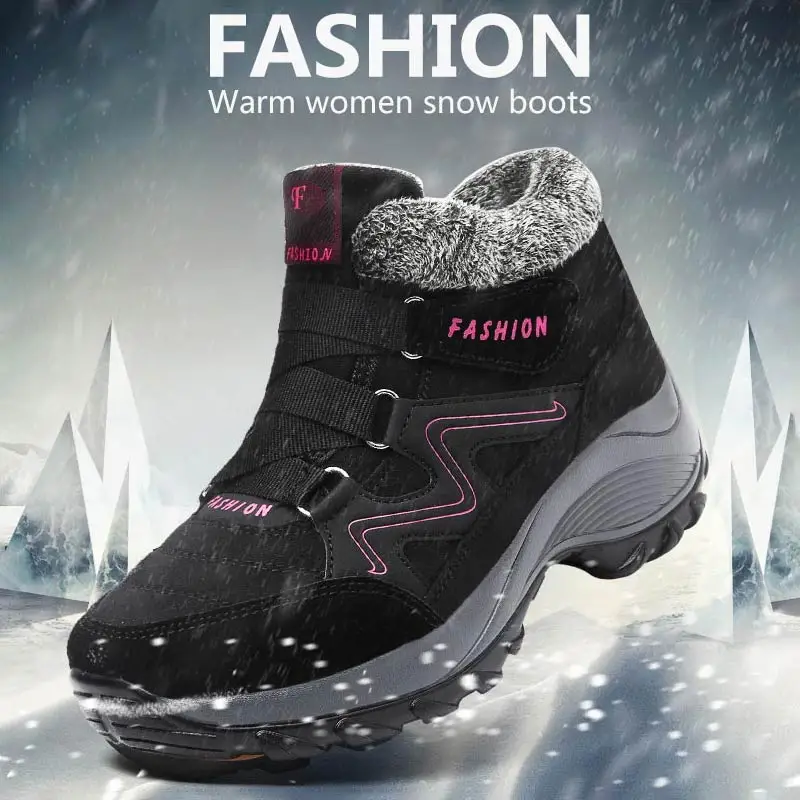 Женские ботильоны на платформе зимняя обувь танкетке Женская однотонная теплая