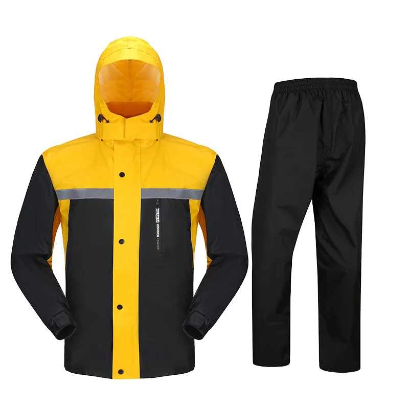 Zipper Men Raincoat Waterproof Suit Pants Travel Cycling Raincoat Unisex Motorcycle Thick Chubasquero Moto Rain Jacket DL60YY