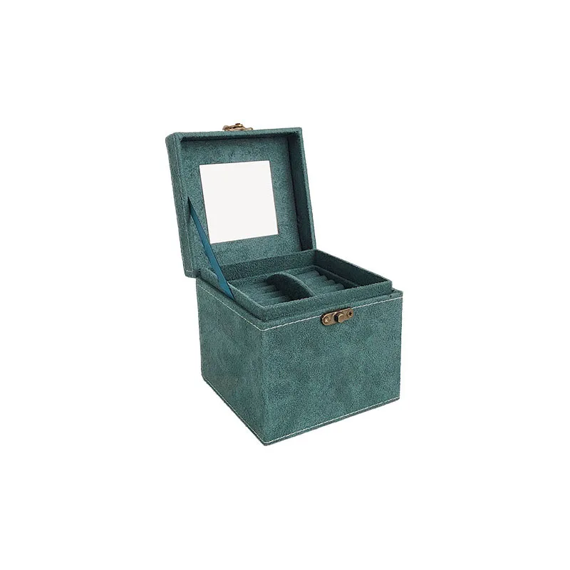 Шкатулка для ювелирных изделий органайзер с замком кожаный зеленый упаковки