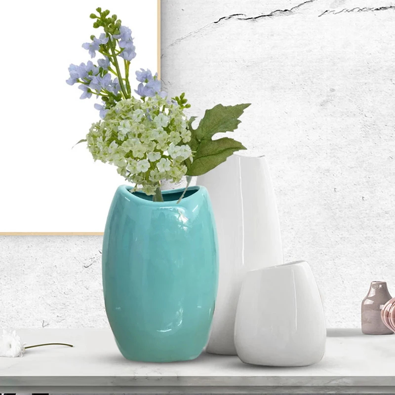 Простая мини ваза современные керамические вазы для цветов белый и синий