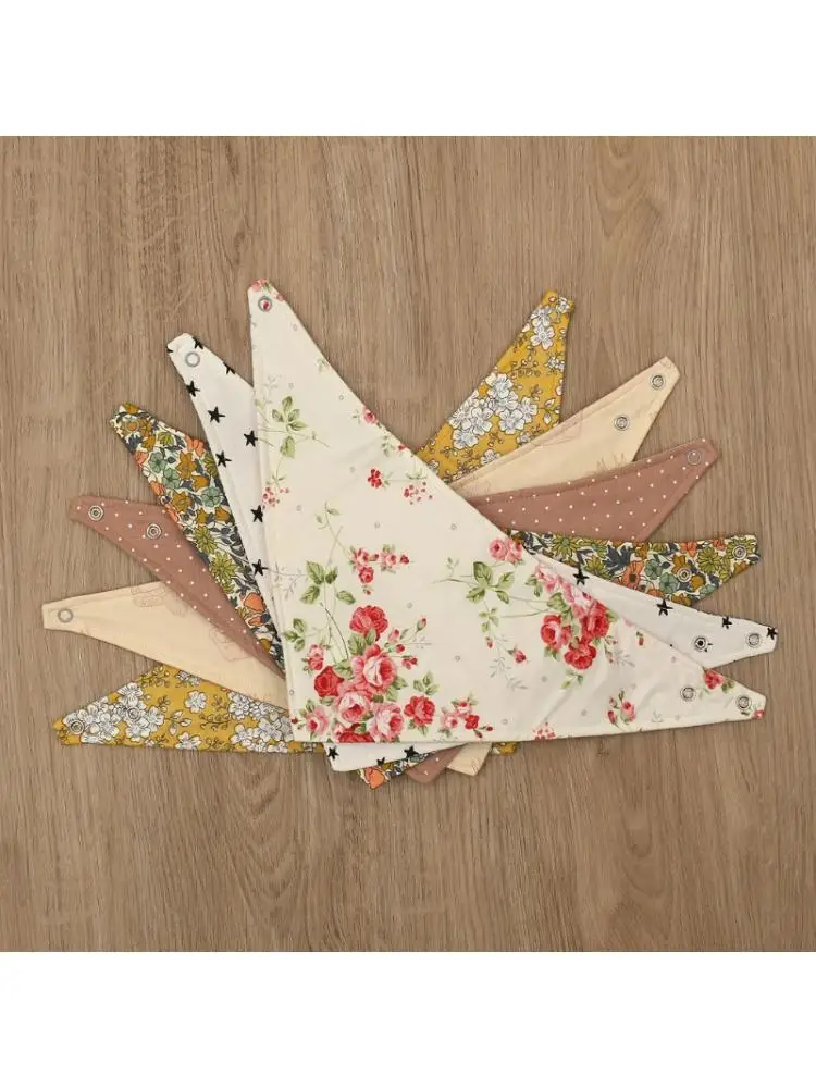 Baberos con estampado Floral de doble cara para ni&ntilde;os y ni&ntilde;as, pa&ntilde;uelo impermeable de algod&oacute;n y lino, toalla para Saliva, pa&ntilde;uelo, regalos para Baby Shower-2